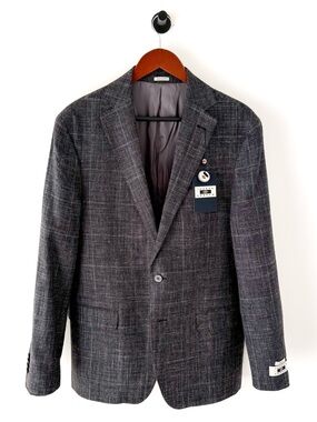 New Joseph Abboud Wool Silk Linen Sport Coat Blazer Glen Plaid Men's 42L